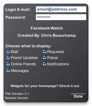 facebook watch widget