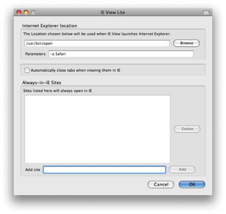 IE View Lite settings
