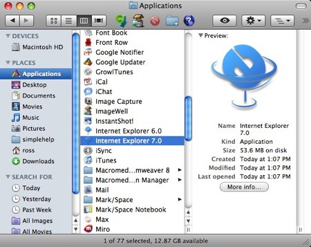 IE running in OS X
