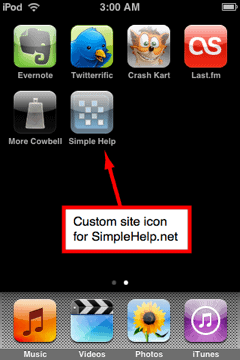custom site icon for simplehelp.net on the iphone springboard