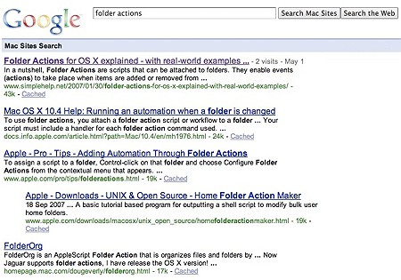 google search results for mac