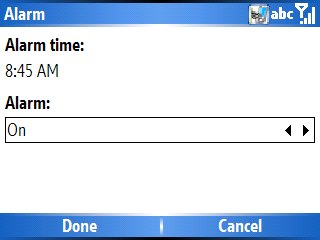 adding an alarm to your windows mobile home screen