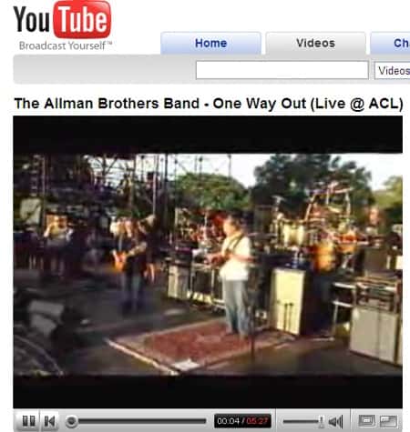 YouTube with Flash enabled the Allman Brothers rule
