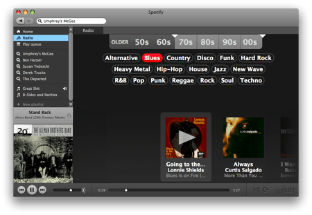 spotify radio schermo spotify radio view