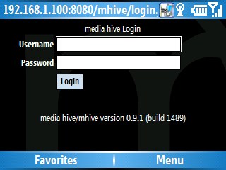 media hive on a windows mobile smartphone