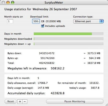 monitor os x bandwidth with surplusmeter