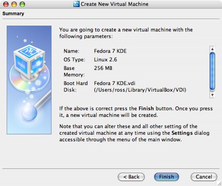 installing fedora 7 in virtualbox for os x