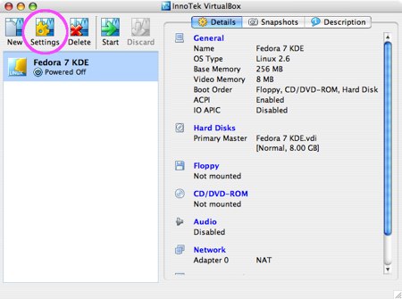 installing fedora 7 in virtualbox for os x