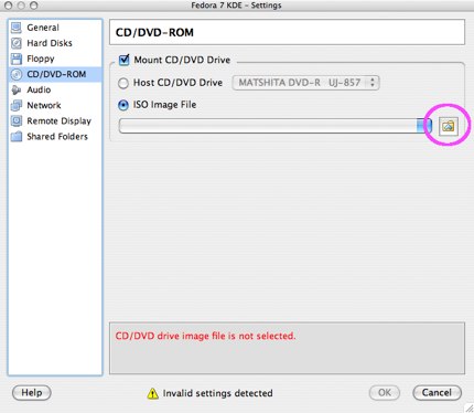 installing fedora 7 in virtualbox for os x