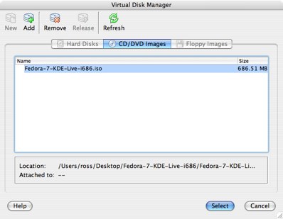 installing fedora 7 in virtualbox for os x