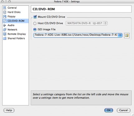 installing fedora 7 in virtualbox for os x