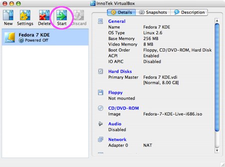 installing fedora 7 in virtualbox for os x