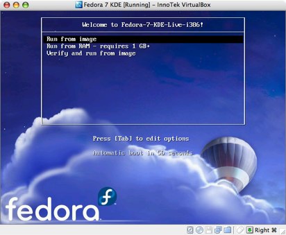 installing fedora 7 in virtualbox for os x