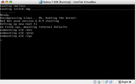 installing fedora 7 in virtualbox for os x