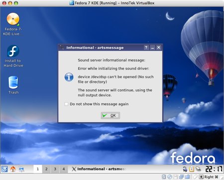 installing fedora 7 in virtualbox for os x