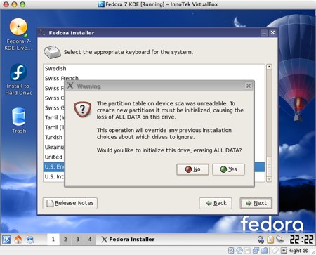installing fedora 7 in virtualbox for os x