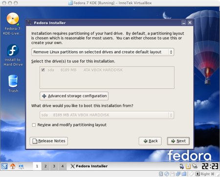 installing fedora 7 in virtualbox for os x
