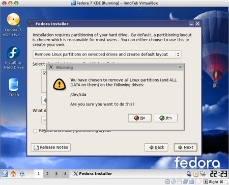 installing fedora 7 in virtualbox for os x