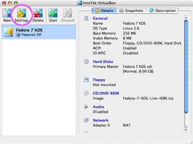 installing fedora 7 in virtualbox for os x