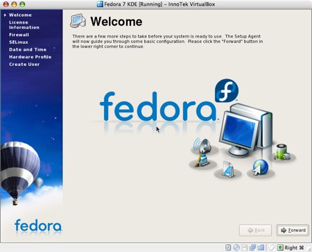 installing fedora 7 in virtualbox for os x