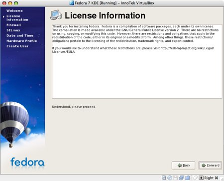 installing fedora 7 in virtualbox for os x
