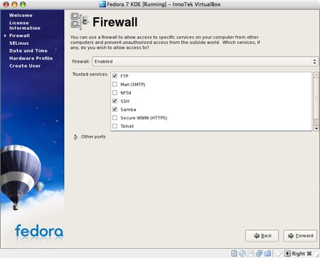 installing fedora 7 in virtualbox for os x