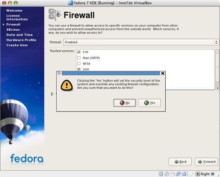 installing fedora 7 in virtualbox for os x