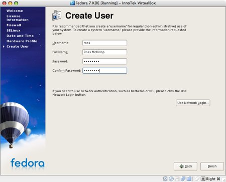 installing fedora 7 in virtualbox for os x