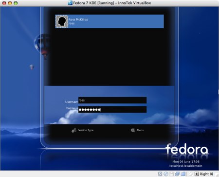 installing fedora 7 in virtualbox for os x