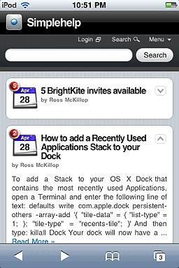 search feature of wptouch