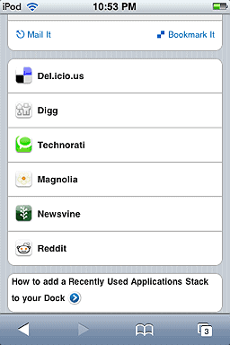 bookmark options for wptouch enabled sites