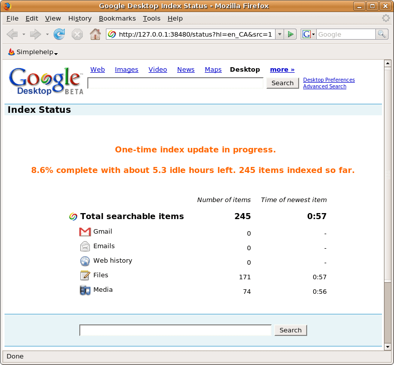 How to install, setup and use Google Desktop Search in Ubuntu