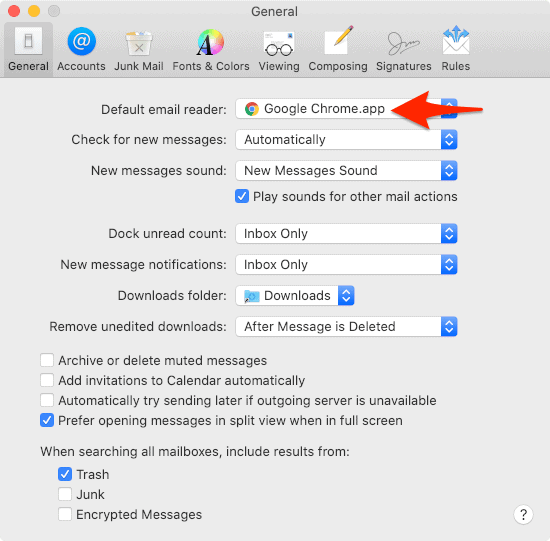 How to Specify a Web Based Email Service as the Default in macOS