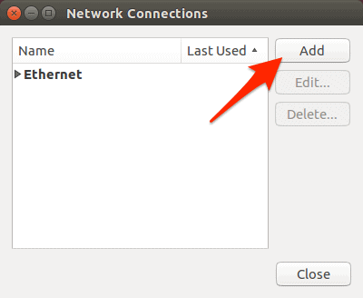 Networking Connections window in Ubuntu