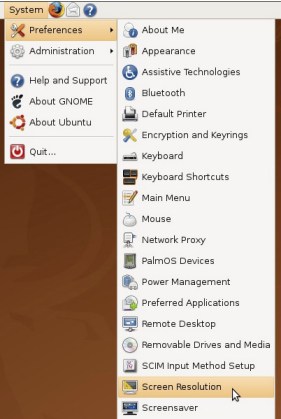 navigate to the screen resolution section of ubuntu