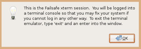 ubuntu failsafe terminal message